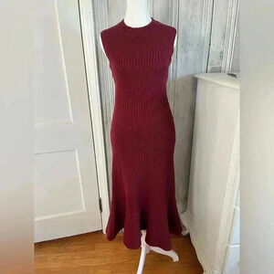 Adelyn Rae burgundy sleeveless round neck midi sweater dre…